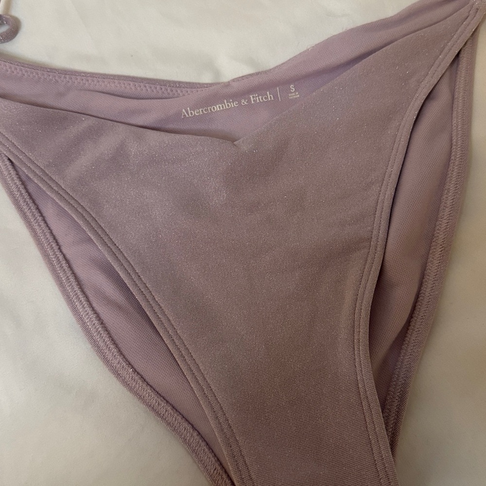 Abercrombie & Fitch Lavender Shimmer Side Tie Bikini Bottoms Swimwear - Picture 7 of 8